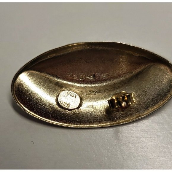 Vintage Sterling Silver Oval Italian 925 Etched Wheat Floral Post Earrings - Picture 3 of 6